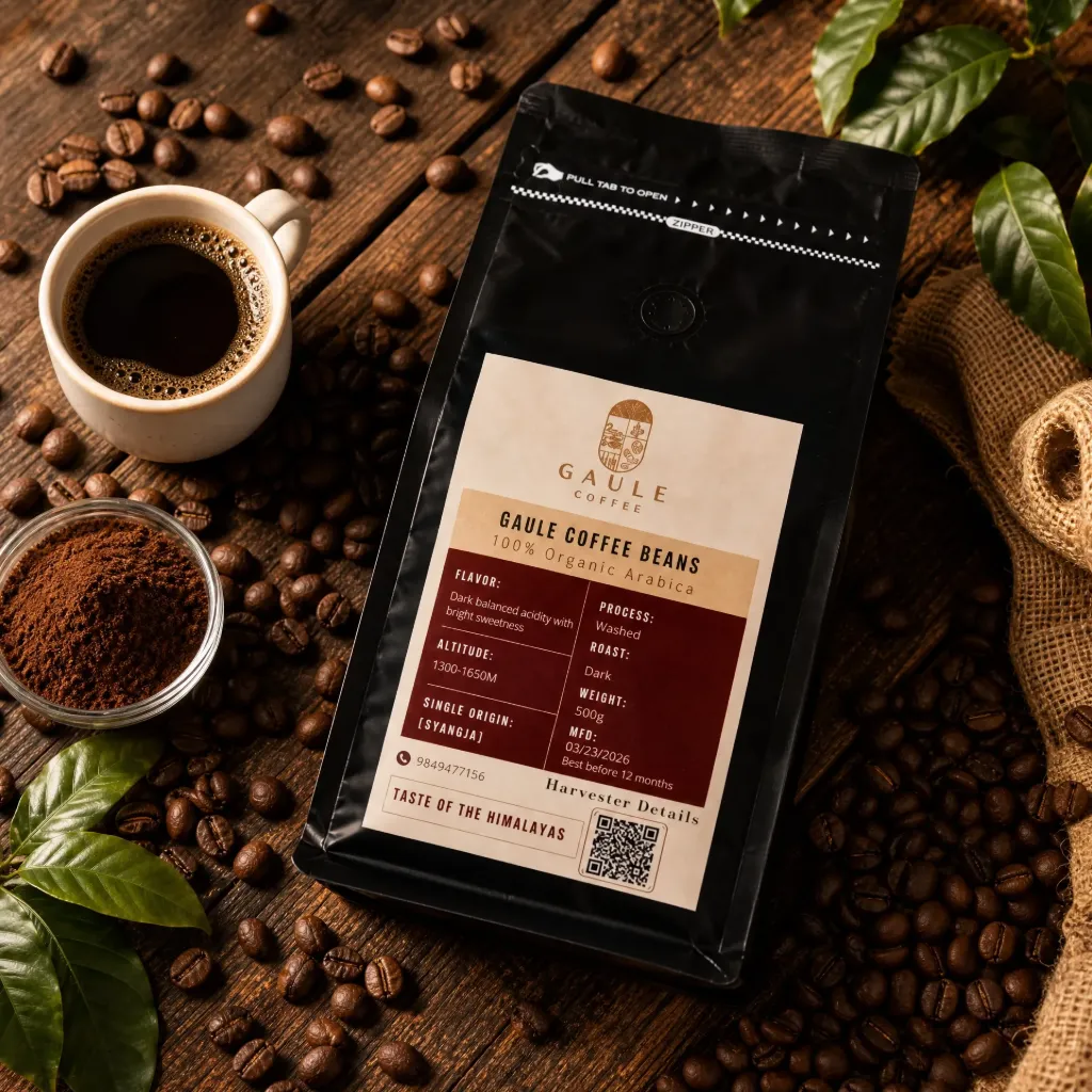 Gaule Coffee Beans – 100% Organic Arabica (Dark, 500gm)